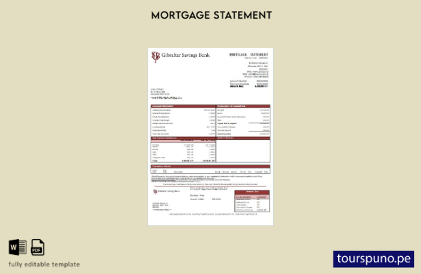 Plantilla de declaración de hipoteca de Gibraltar Savings Bank lista para imprim